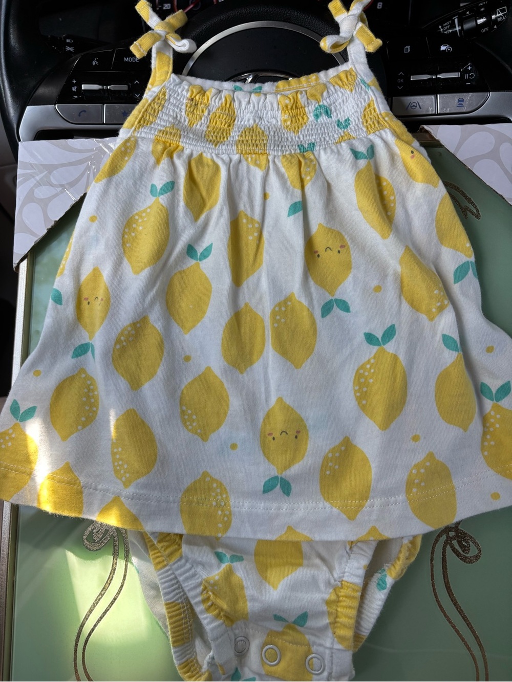 Carter's White & Yellow Lemon Print Baby One-Piece Bodysuit
